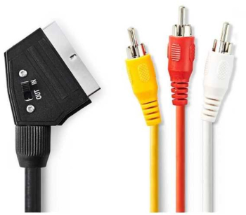 Cablu SCART - 3x RCA tata 2m negru CVGT31130BK20 Nedis 