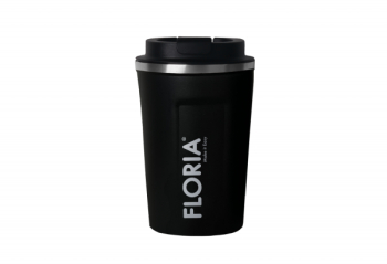 Cana de cafea Floria tip termos capacitate 380ml interior din inox pereti dublii negru 