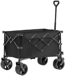 Carucior pliabil pentru gradina camping 220 l 965x600x1070 mm Capacitate 150 kg Otel/Nylon 4 x roti late de 5 inch 