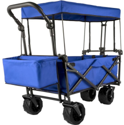 Carucior pliabil pentru gradina camping 98.5x54.3x98.5 cm Capacitate 100 kg Otel/Nylon Albastru 
