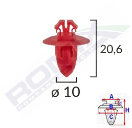 Clips Fixare Elemente Exterioare Pentru Toyota 10X20.6 - Rosu Set 10 Buc 