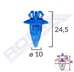Clips Fixare Elemente Exterioare Pentru Toyota 10X24.5 - Albastru Set 10 Buc 