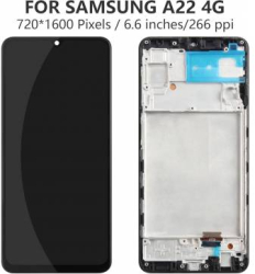 Display cu touchscreen si rama Samsung Galaxy A22 A225F Negru OLED 