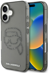 Husa pentru iPhone 16 - Karl Lagerfeld IML Rhinestones KLHCP16SHKHDCELK - Karl Head 