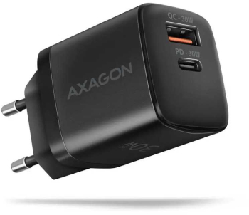 Incarcator retea AXAGON PD 3.0 QC4 + 1x USB-C 1x USB-A 30W negru ACU-PQ30 