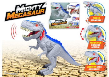 Jucarie interactiva Mighty Megasaur gri-albastru cu lumina si sunet 