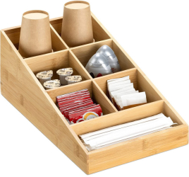 Organizator pentru cafea si ceai Navaris cu 7 compartimente din bambus maro deschis 57231.01 