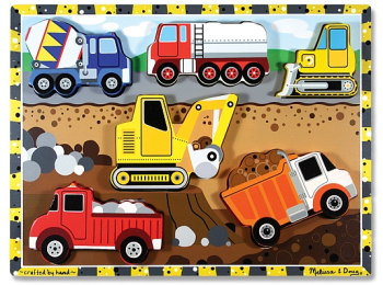 Puzzle lemn in relief utilaje pentru constructii melissa and doug 
