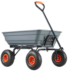Carucior multifunctional pentru gradina 1900x635x530mm Capacitate 272 kg Cuva PP basculabila roti cauciuc 10 inch 