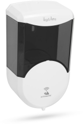 Dozator Automat de Sapun Lichid sau Dezinfectant fara Contact Capacitate 600ml Fixare pe Perete Baterii Alb/Fumuriu 