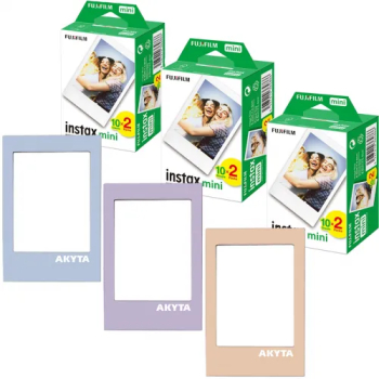 Fujifilm Instax Pachet 60 filme mini 3pachete 2x10 buc 54x86mm cu 3 rame magnetice 