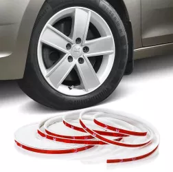 Inele de protectie si decor jante adezive din plastic flexibil - ALB 