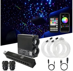 Kit Fibra Optica Plafon Instelat Auto RGBW AutoREY si Kit 5 Comete inclus cu Control din Aplicatie Telefon si Telecomanda cu Infrarosu - 900