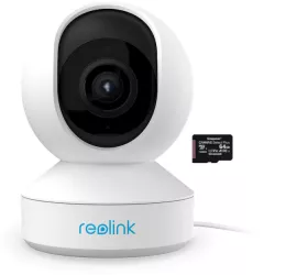 Pachet camera de supraveghere cu Card MicroSD 64 GB Reolink E1 Zoom V2 cu WIFI rezolutie 5MP Super HD 