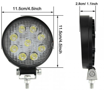 Proiector LED auto offroad 27W 12V-24V rotund 