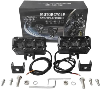 Set 2 Proiectoare LED cu Lupe Bifunctionale AutoREY® PRO pentru Motociclete sau ATV Culoare Alb 6000K si Culoare Galbena 3000K pentru C