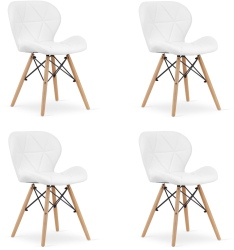 Set 4 Scaune Bucatarie/Dining Kross Alb Piele Ecologica 