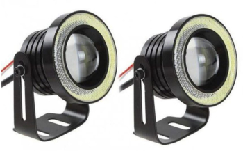 Set Proiectoare LED cu Lupa si Angel Eyes Auto Moto - 89mm 