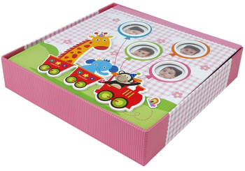 Album foto baby train personalizabil 50 file tip carte 200 poze format 10x15 culoare roz 