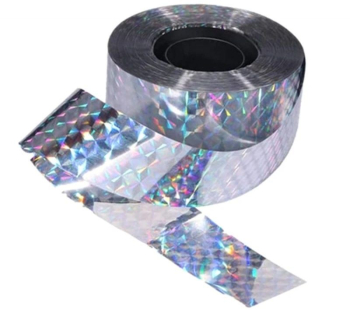 Banda reflectorizanta anti pasari model holografic pvc latime 5 cm 80 m argintie 