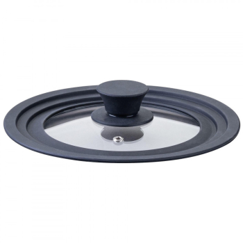 Capac universal Fackelmann 688655 Potrivit pentru oale cu diametrul de 16/18/20 cm Sticla+silicon Lavabil la masina de spalat vase Negru 