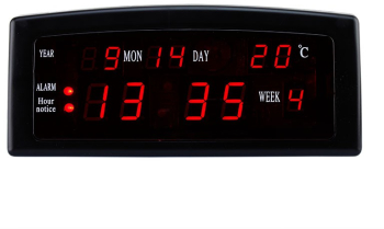Ceas birou afisaj led rosu calendar alarma format am/pm caixing 