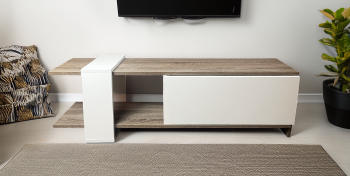 Comoda TV Heden alb si trufe 120x25x37 cm 
