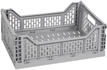 Cos de plastic gri pentru baie DecorCasa 40 x 30 x 14.5 cm 