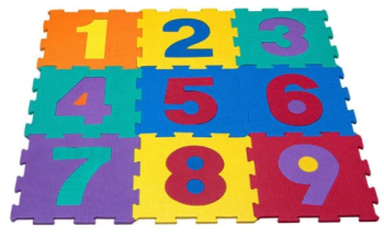 Covor puzzle pentru protectie pardoseala model cu numere 31x31X1cm 9 bucati 