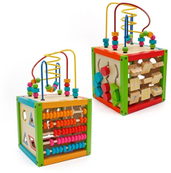 Cub activitati educative centru multifunctional 5 in 1 jucarie interactiva din lemn 