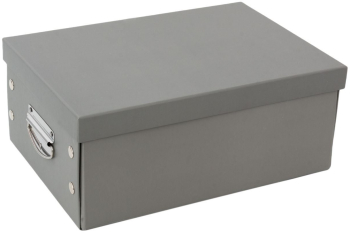 Cutie gri cu manere metalice DecorCasa 32 x 22 x 14 cm 
