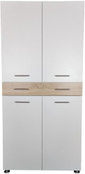 Dulap sau pantofar Zaragosa stejar alb si alb 90x35x195 cm 