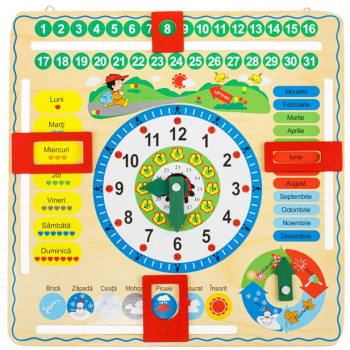 Joc educativ calendar si ceas din lemn ATU-081173 