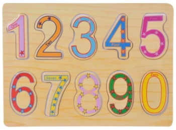 Puzzle din lemn numere colorate si denumiri in engleza 