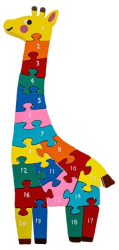 Puzzle educativ pentru copii din lemn in forma de girafa 20 piese 28x12x2 cm 