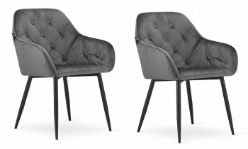 Set 2 Scaune Bucatarie/Dining Ronnie Catifea Gri 