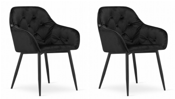 Set 2 Scaune Bucatarie/Dining Ronnie Catifea Negru 