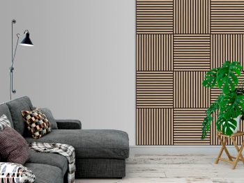 Set 4 buc Panou riflat acustic stejar UnicSpot 60x60x2.1 cm 