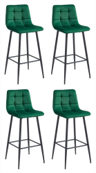 Set 4 Scaune Bar Simon Catifea Verde 