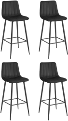 Set 4 Scaune Bar Zargo Catifea Negru 