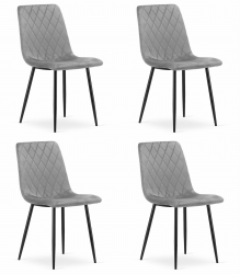 Set 4 Scaune Bucatarie/Dining Clay Catifea Gri Deschis 