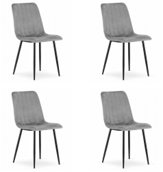 Set 4 Scaune Bucatarie/Dining Gabe Catifea Gri Deschis 