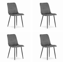 Set 4 Scaune Bucatarie/Dining Gabe Catifea Gri Inchis 