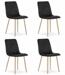 Set 4 Scaune Bucatarie/Dining Gabe Picioare Finisaj Lemn Catifea Neagra 