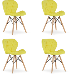 Set 4 Scaune Bucatarie/Dining Kross Catifea Galbene 