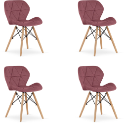 Set 4 Scaune Bucatarie/Dining Kross Catifea Roz Inchis 