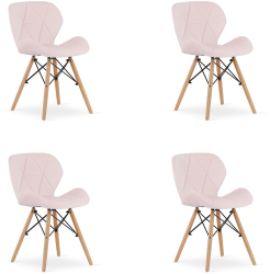 Set 4 Scaune Bucatarie/Dining Kross Catifea Roz 
