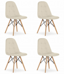 Set 4 Scaune Bucatarie/Dining Maze Catifea Bej 