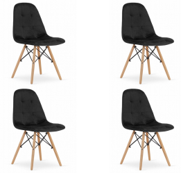 Set 4 Scaune Bucatarie/Dining Maze Catifea Negru 