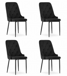 Set 4 Scaune Bucatarie/Dining Millan Catifea Negru 